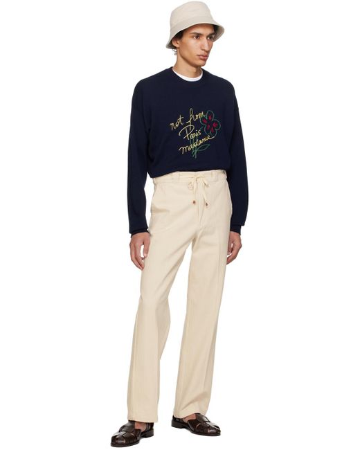 Pantalon Le Pantalon Chevron Blanc Casse Drole de Monsieur pour homme en coloris Neutre Lyst