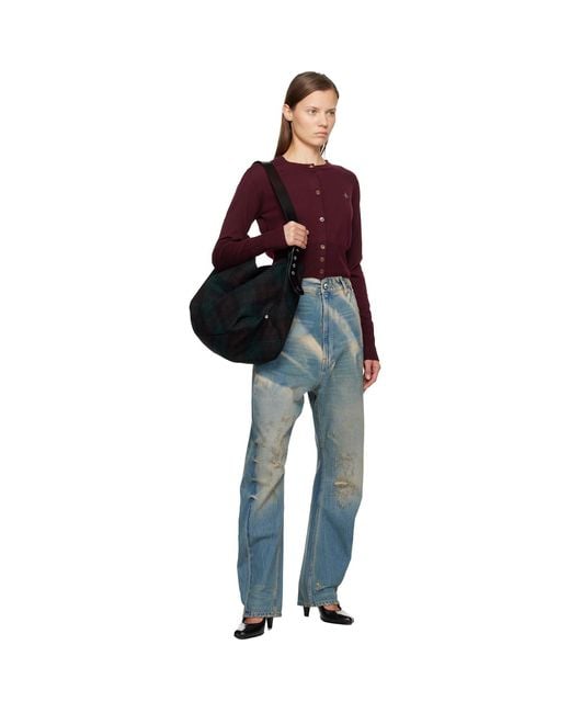 Vivienne Westwood Red Burgundy Bea Cropped Cardigan