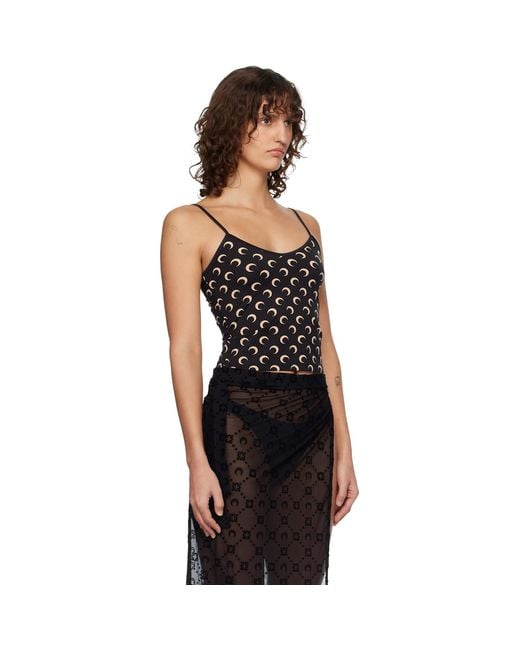MARINE SERRE Black Moon Printed Jersey Straps Camisole