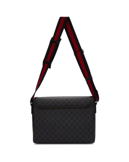 Gucci Canvas Black GG Supreme Flap Messenger Bag for Men - Lyst