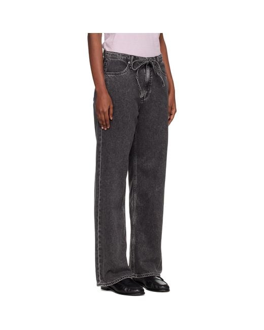 Rag & Bone Gray Phoebe Wide-Leg Drawstring Jeans