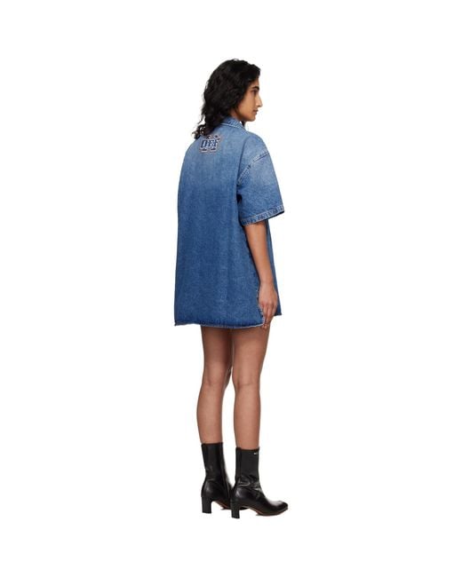 Off-White c/o Virgil Abloh Blue Royal Patch Denim Minidress