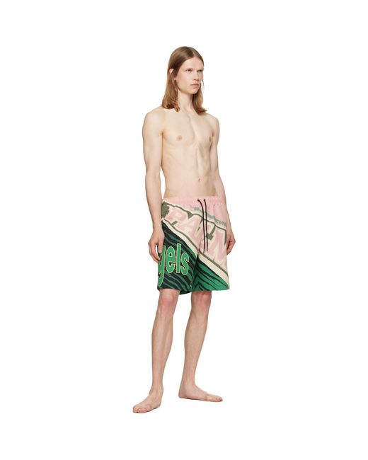 Palm Angels Green 'Racing' Swim Shorts for men