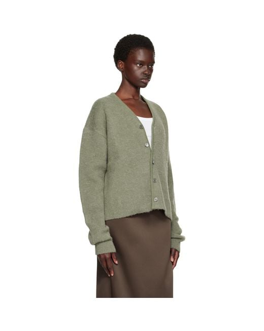 TONYWACK Green Brushed Mohair V-Neck Cardigan
