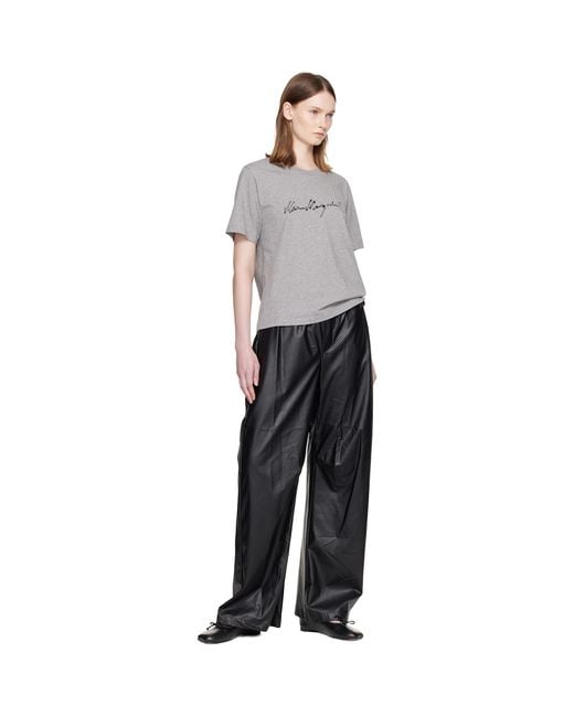 MM6 by Maison Margiela Gray Handwritten-Print Cotton Jersey T-Shirt