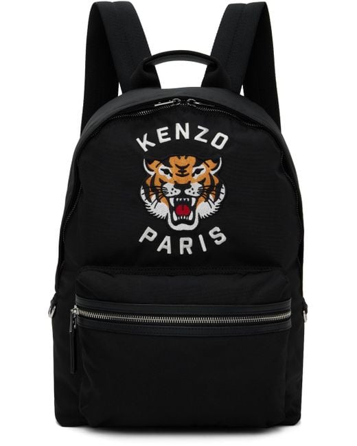 KENZO Black Paris ' Varsity' Embroidered Backpack