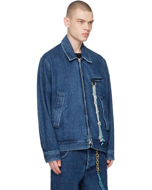 Song For The Mute Blue Faded Denim Jacket for men