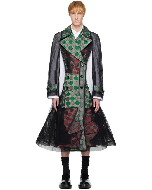 Trench Noir Et Vert À Garnitures En Tulle Et À Pois Comme des Garçons pour homme en coloris Black