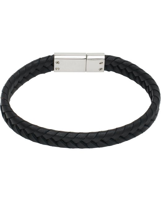 メンズ Paul Smith ブラック ブレイドレザー ブレスレット Black