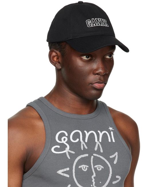Casquette software noire en sergé épais Ganni pour homme en coloris Brown