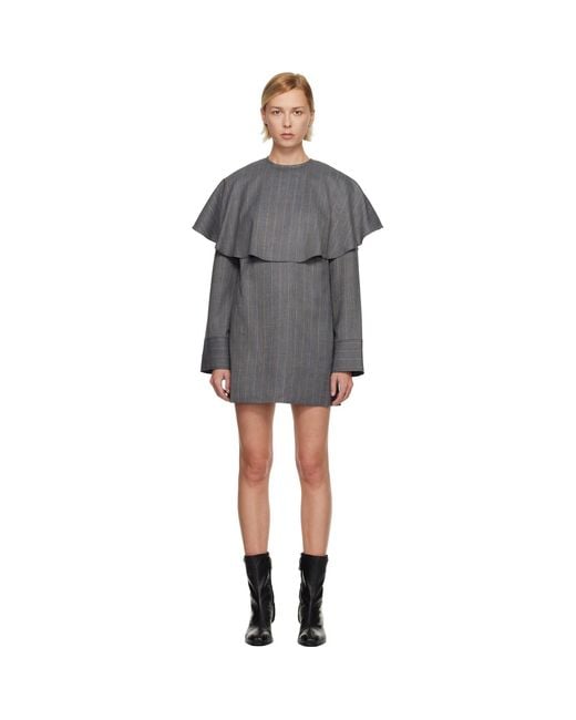 Ganni Black Stripe Circle Collar Minidress