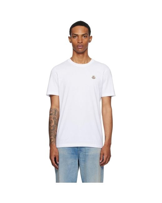 Moncler White Three-Pack Logo Patch Cotton T-Shirts for men