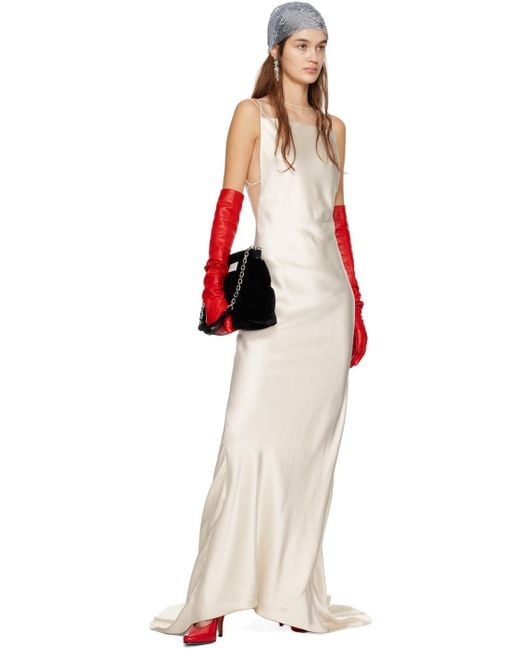 Maison Margiela Red Off-white Paneled Maxi Dress