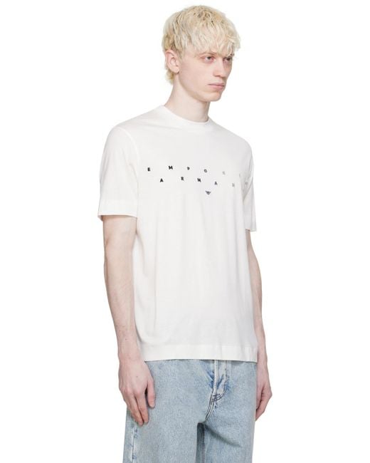 Emporio Armani Multicolor Off-white Embroidered T-shirt for men