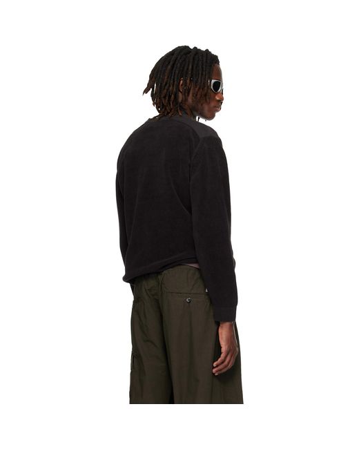 C P Company Black Cotton Chenille Lens Sweater for men