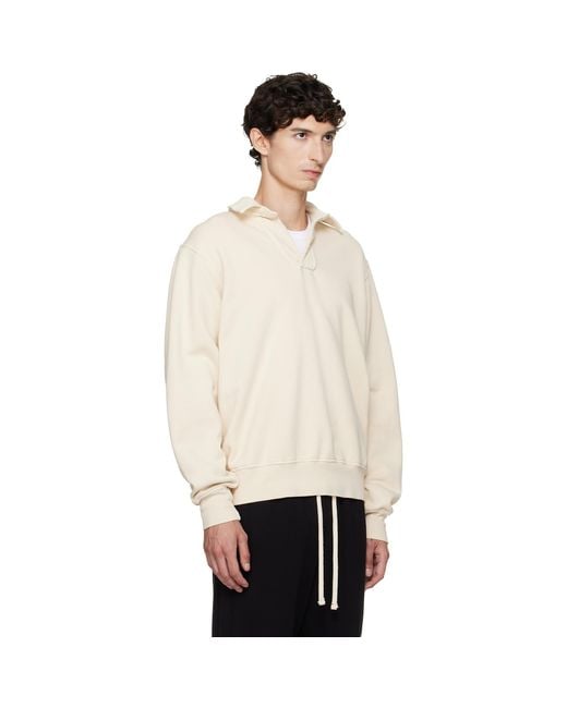 Les Tien Natural Off- Heavyweight Moto Back Polo for men