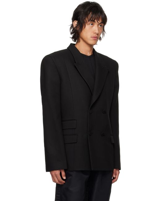 Louis-Gabriel Nouchi Black Double-Breasted Viscose Blazer for men