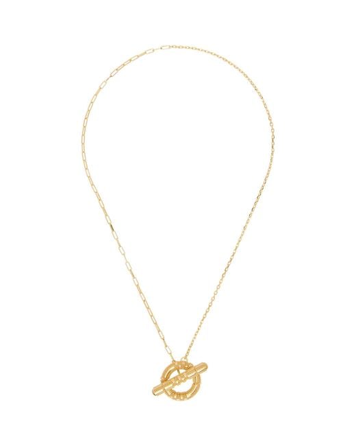 Burberry Metallic Check Granulation T-Bar Necklace