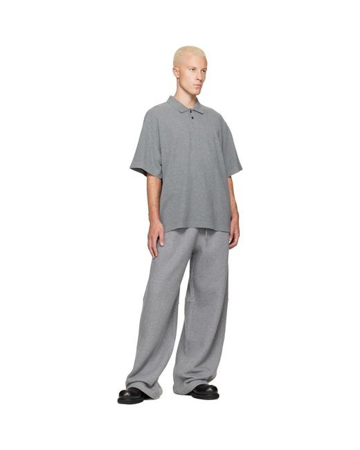 Alexander Wang Gray Rhinestone Short Sleeve Polo for men