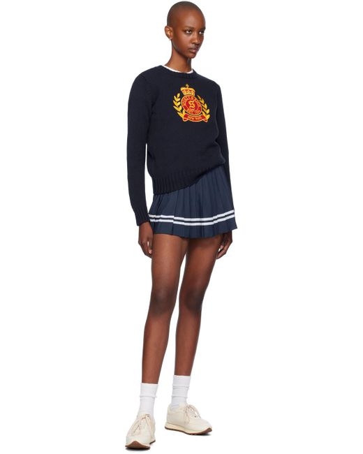 Sporty & Rich Black Ny Crest Knitted Crewneck Sweater