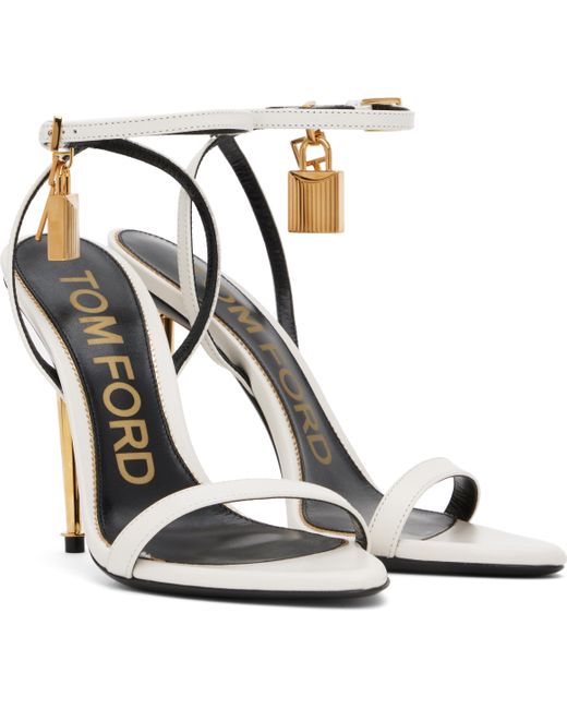 Tom Ford ホワイト Padlock Pointy Naked ヒールサンダル White