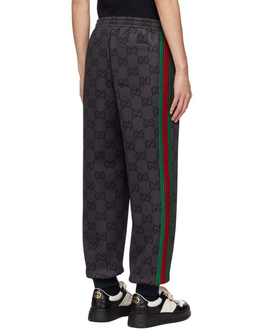 Pantalon de survêtement gris à motif gg Gucci pour homme en coloris Black