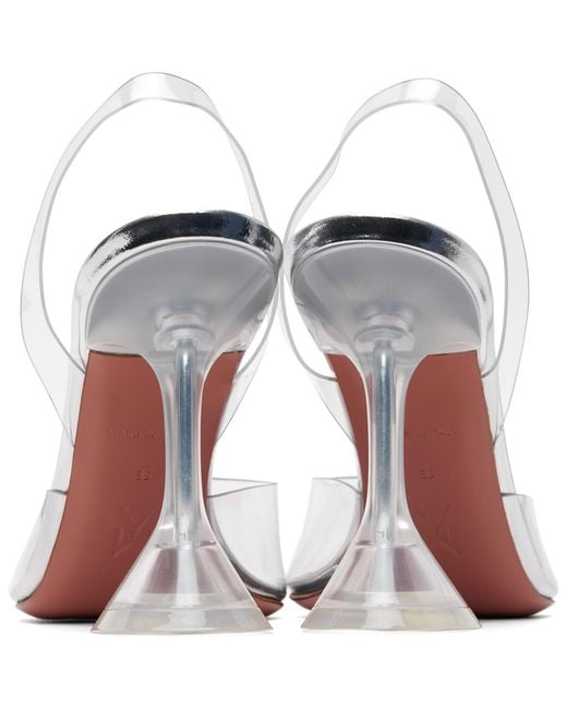 AMINA MUADDI White Transparent Holli Glass Sling 95 Heels