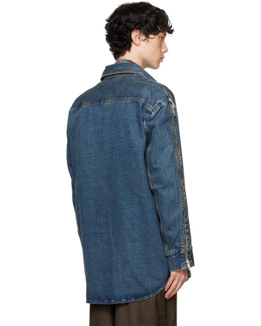 Feng Chen Wang Blue Faded Zip Denim Jacket for men