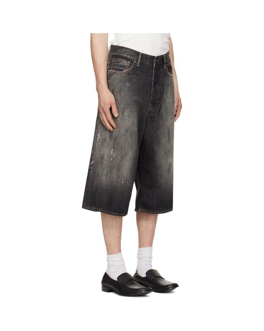 Acne Gray Faded Denim Shorts for men