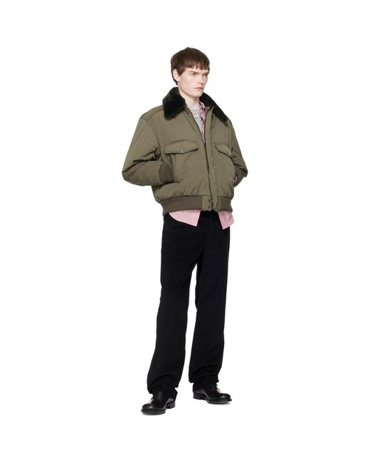 Commission Green Khaki Midtown Nylon Bomber Jacket for men