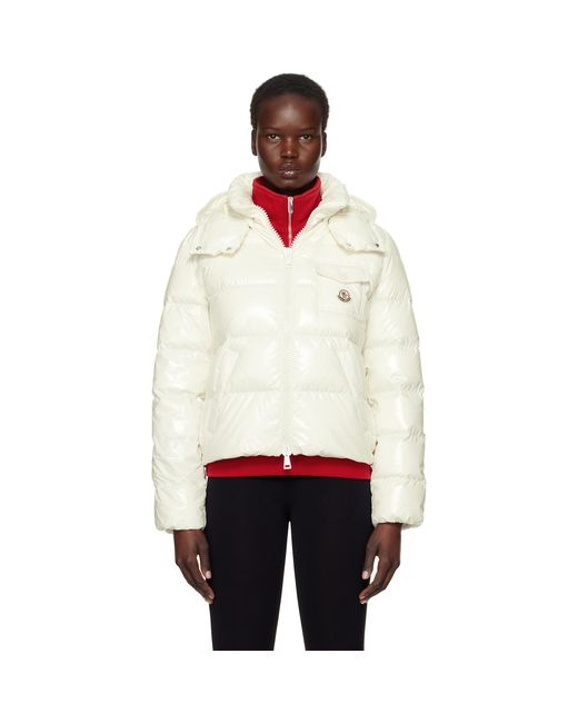 Moncler White Andro Hooded Short Down Jacket