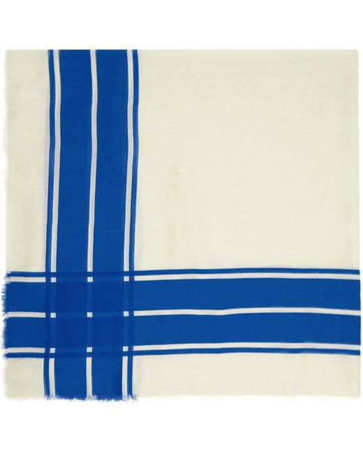 Foulard de style couverture bleu et blanc cassé en soie et laine Totême  en coloris Blue