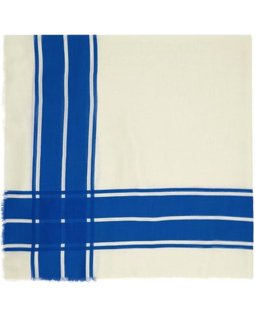 Totême  Blue Off- Wool Silk Blanket Scarf