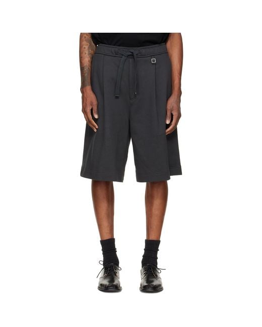 Wooyoungmi Black Single-Pleat Cotton Shorts for men