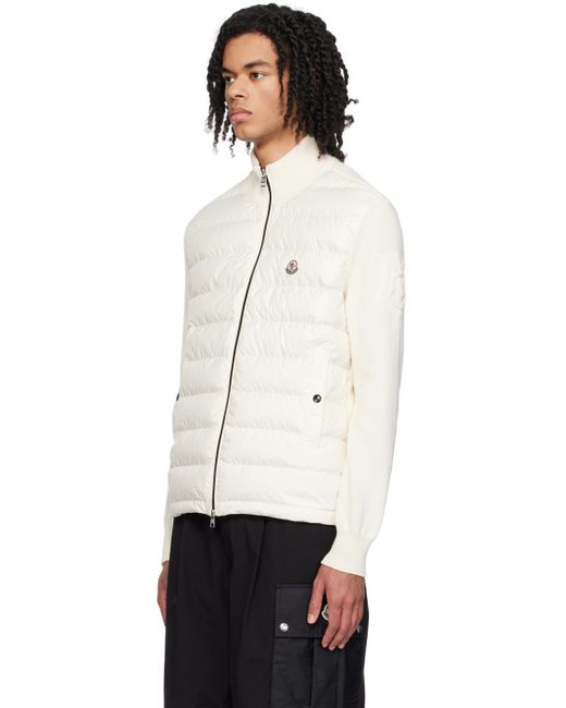 Cardigan matelassé blanc cassé rembourré en duvet Moncler pour homme en coloris White