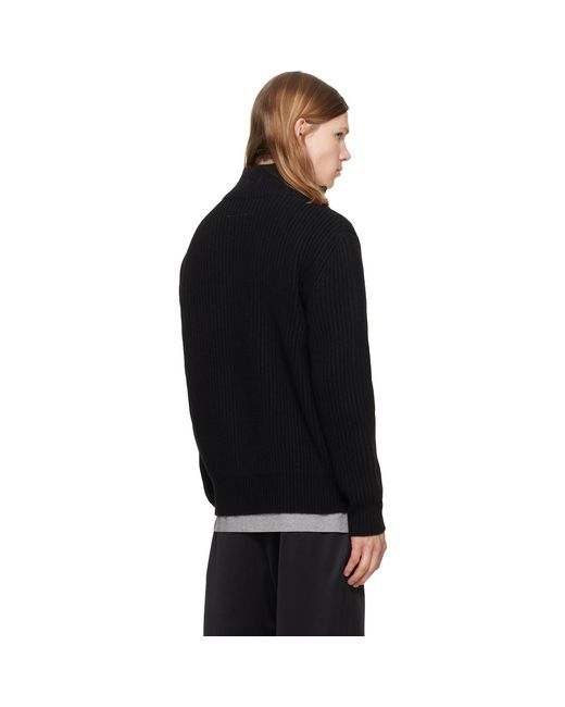 MM6 by Maison Margiela Black Ribbed Knit Jacket for men
