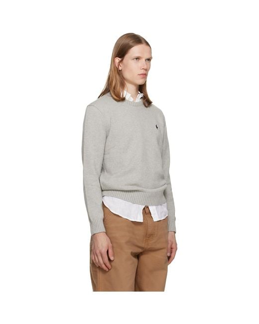 Polo Ralph Lauren Gray Polo Long Sleeve Sweater for men