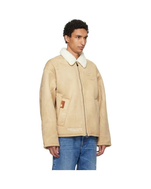 Aape By A Bathing Ape Natural Main Faux-Suede Jacket for men