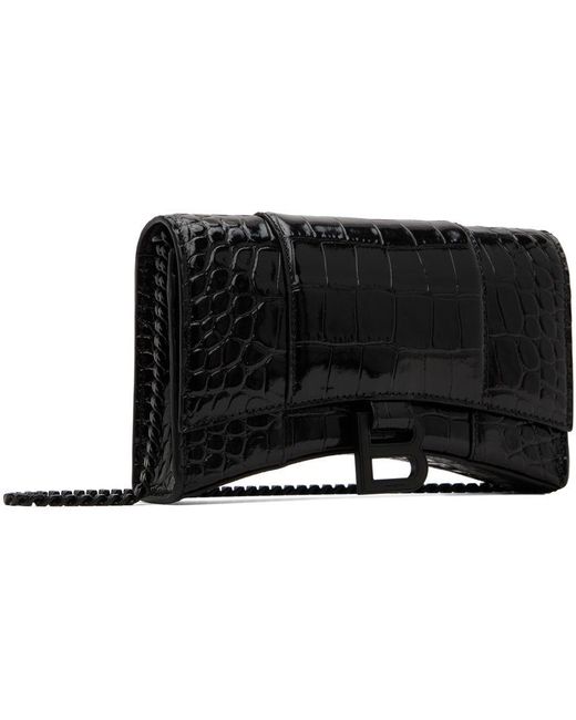 Balenciaga Black Croc Hourglass Bag Lyst