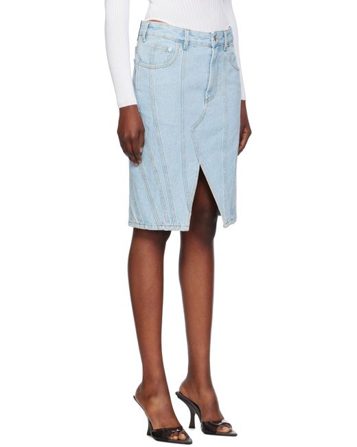 Jupe Midi Bleue En Denim À Assemblage En Spirale Mugler en coloris Blue