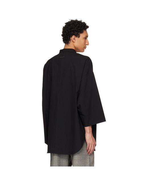 Fear Of God Black Cotton Wool Oxford Relaxed Short Sleeve Shirt for men