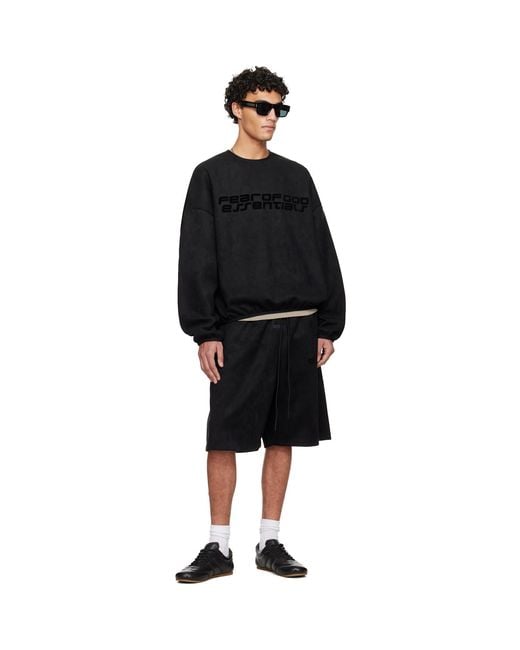 Fear Of God Black Holiday Modern Crewneck Faux-Suede Sweatshirt for men