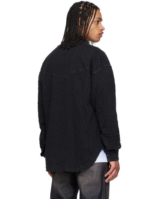 Blouson Noir En Denim À Motif Texturé Versace Jeans Couture pour homme en coloris Blue