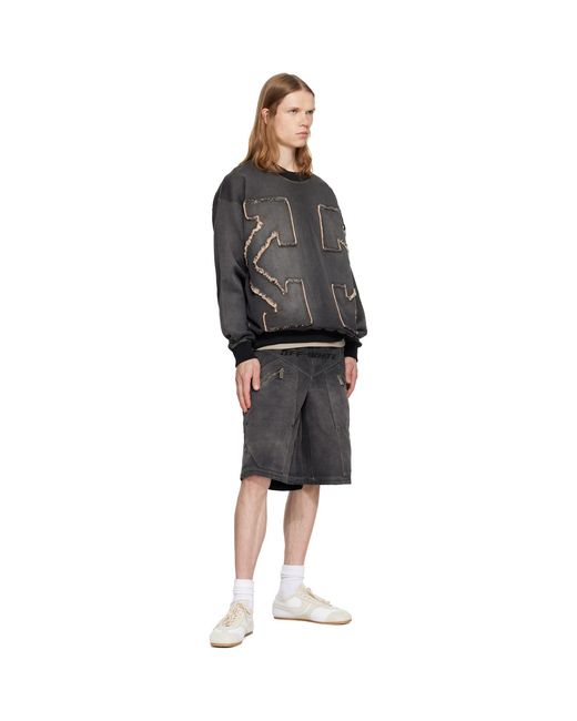 Off-White c/o Virgil Abloh Gray Distress Arr Skate Crewneck Highlighted Sweatshirt for men