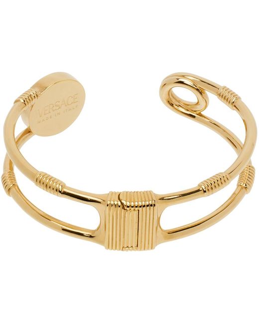 Versace Metallic Gold Safety Pin Bracelet