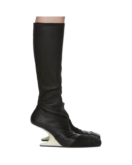 Rick Owens Black Cantilevered Boots