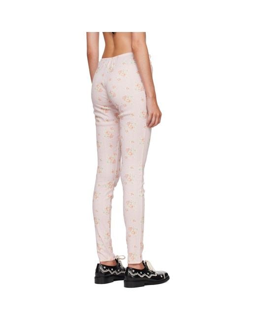 Simone Rocha Pink Pointelle Ruffle Frill Leggings