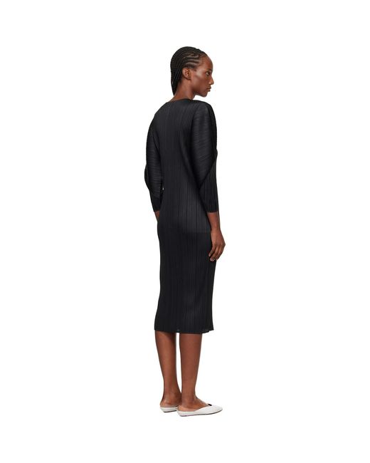 Pleats Please Issey Miyake Black Skyline Midi Dress