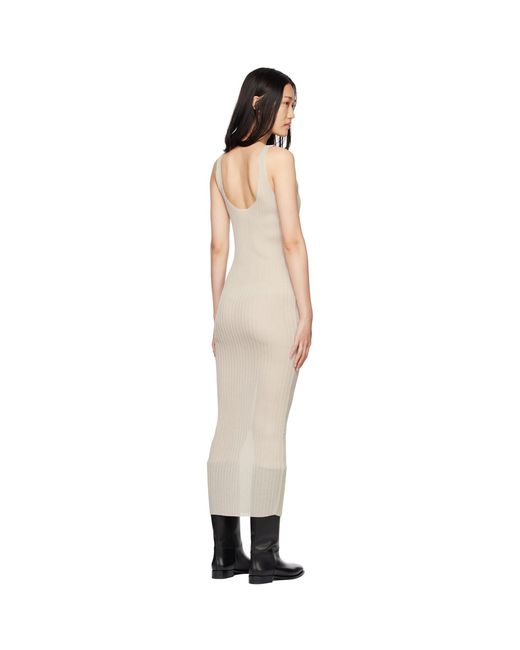 Subtle Le Nguyen Black Taupe Plissé Tank Maxi Dress