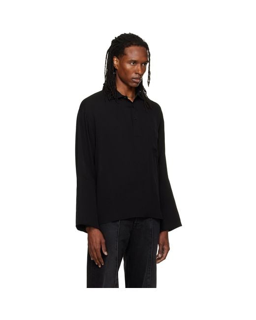 ALAINPAUL Black Long Sleeve Polo for men